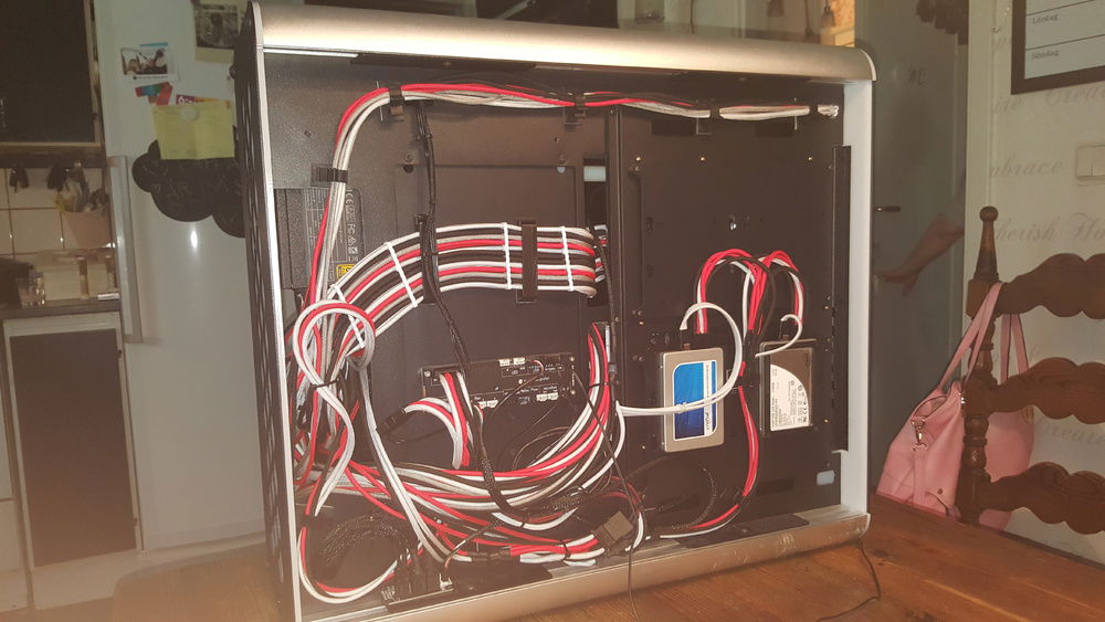 Tight at the back with all them cables