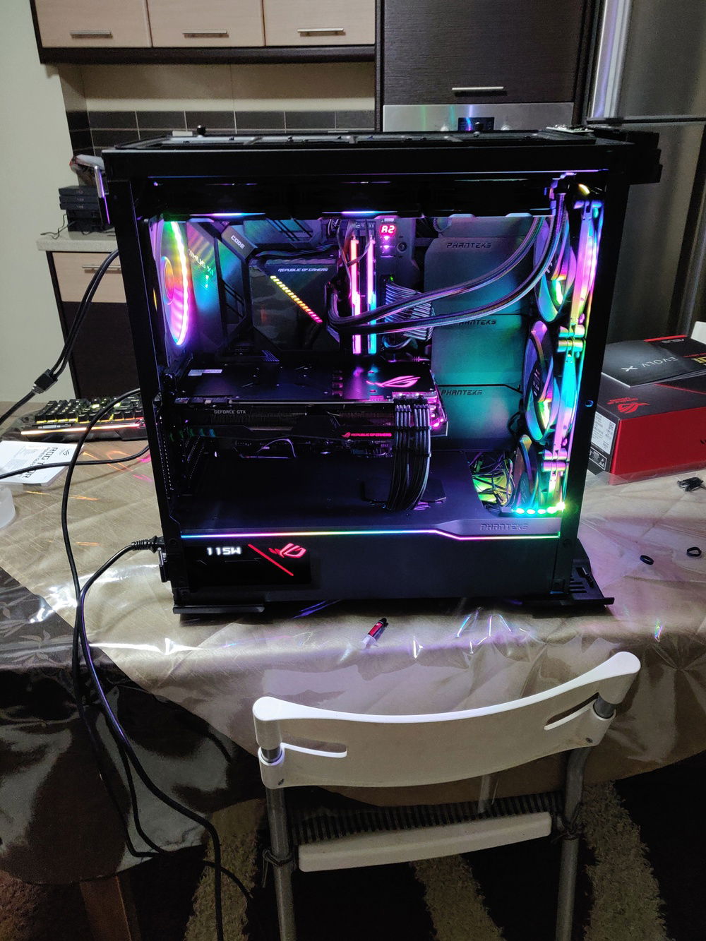 The moment i finished the build and fired her up.