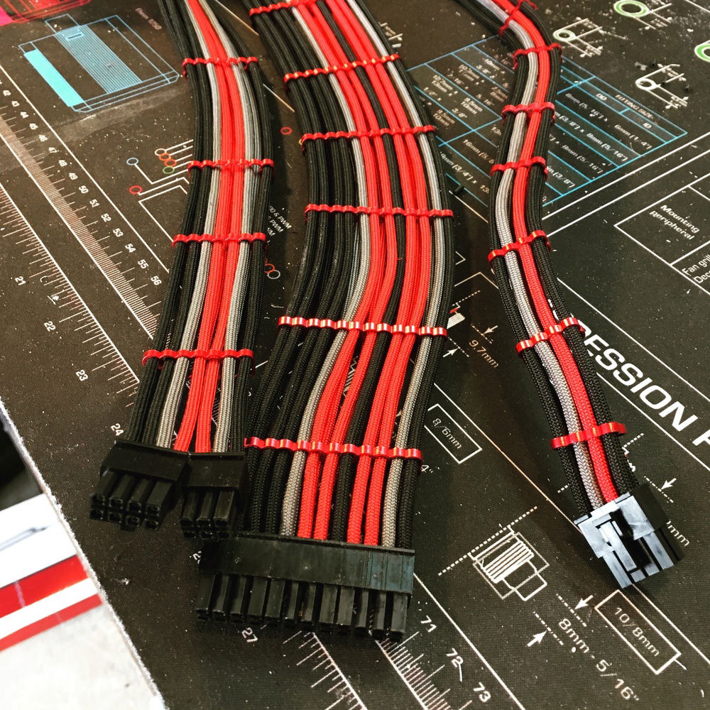 We made custom sleeved extensions with Alphacool and ModMyMod materials