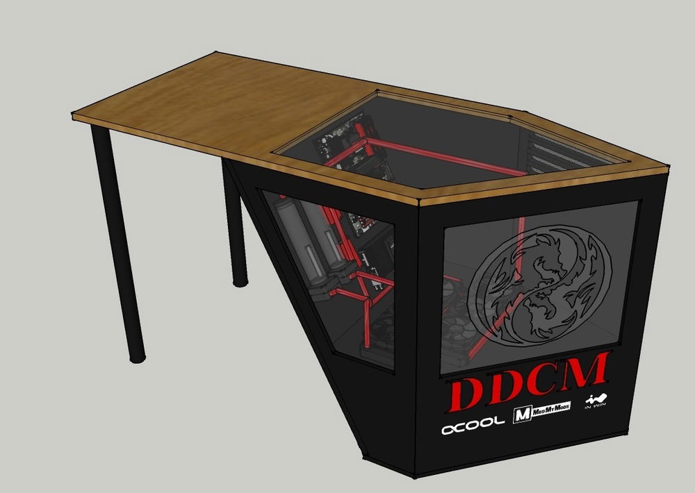 Our Sketchup render that we used to figure out shape and layout of the desk