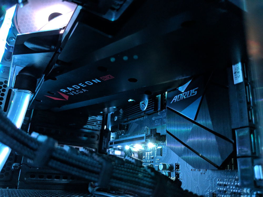 Vega GPU block, with Gigabyte board.