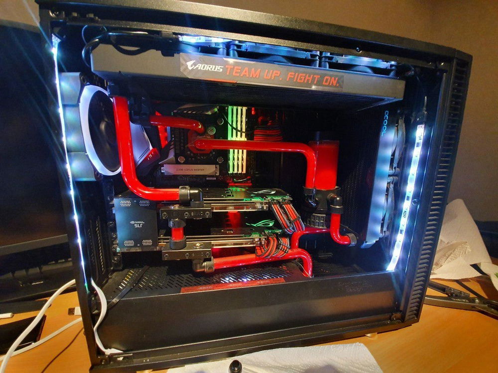 Remaked some bends and changed the coolant to ek solid scarlet red one