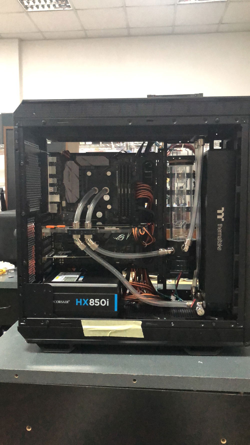 I didn't take pictures throughout the build process, so here it is almost finished with the old Strix B350