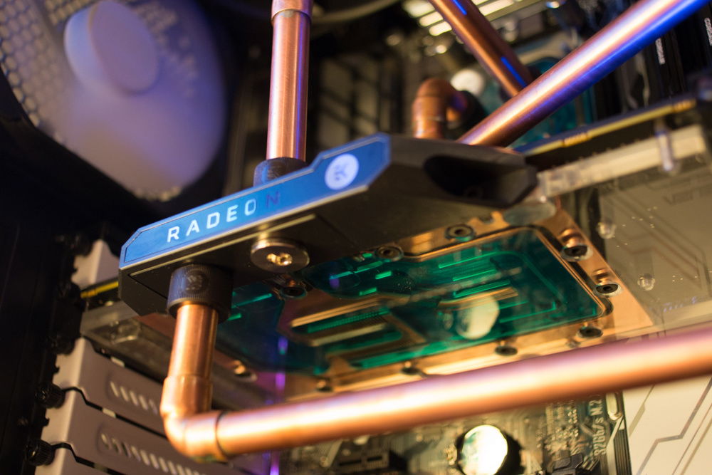 Vega copper block, gorgeous! (using a blue dye to help with leak detection)
