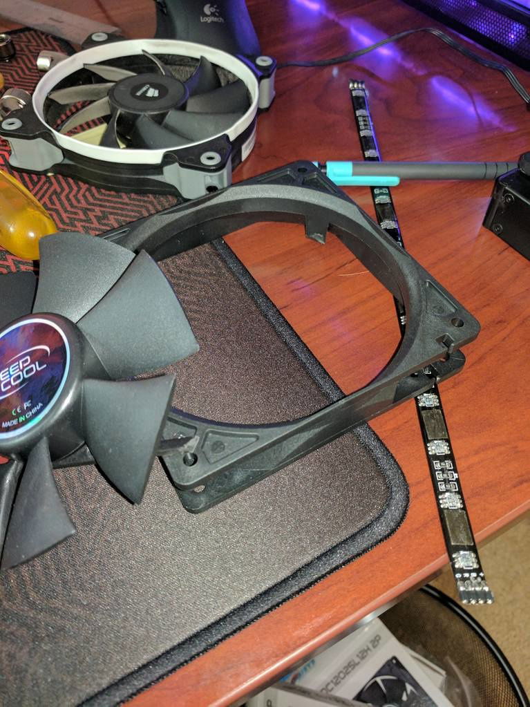 The corsair fans are about 3mm thicker than a 25mm thick fan, they have rubber pads to help absorb vibrations, so this makes the spacers just a little too thick.
So I am going to have to use a canabilized fan as a spacer.