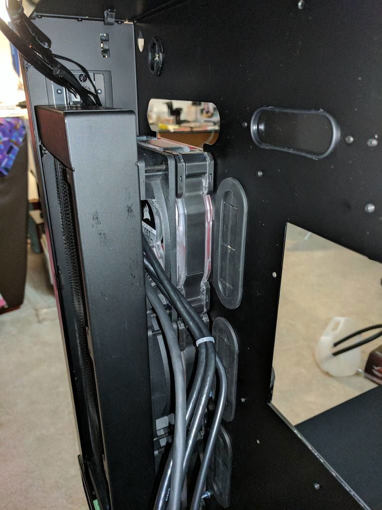 Completed side radiator with fan spacers.