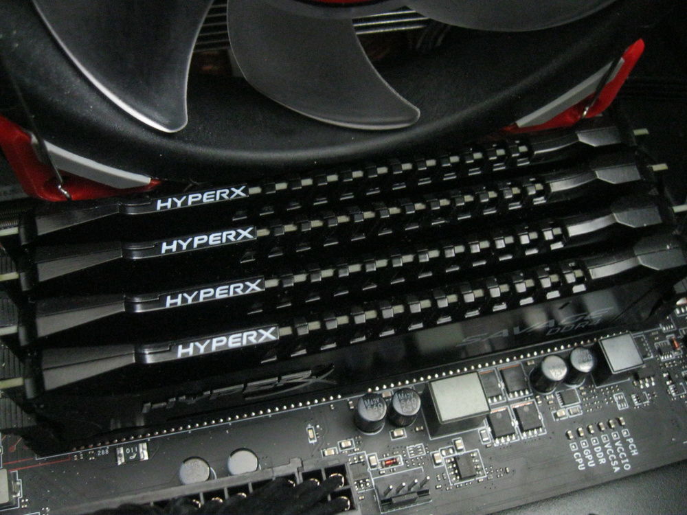 New RAM installed with all 4x slots filled.