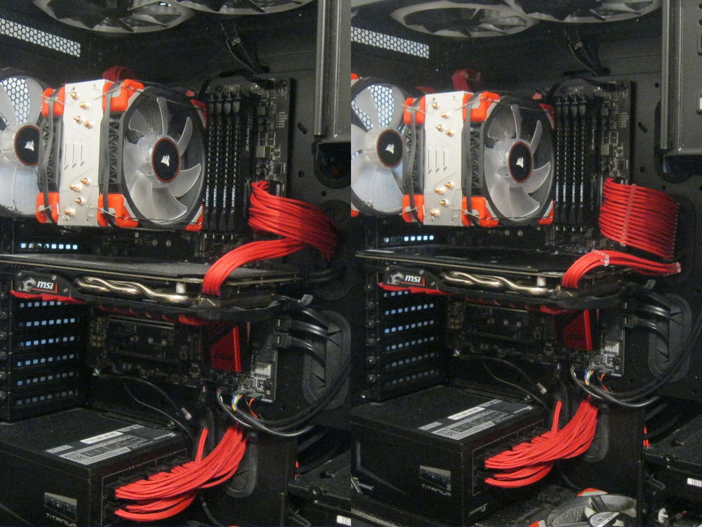 Cable combs, before (left) and after (right).