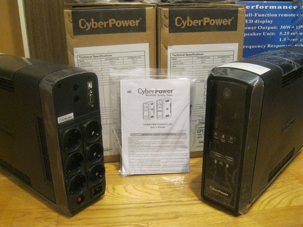 2x CyberPower line-interactive, true/pure sine wave UPSes, one for Haswell build, another for Skylake build.