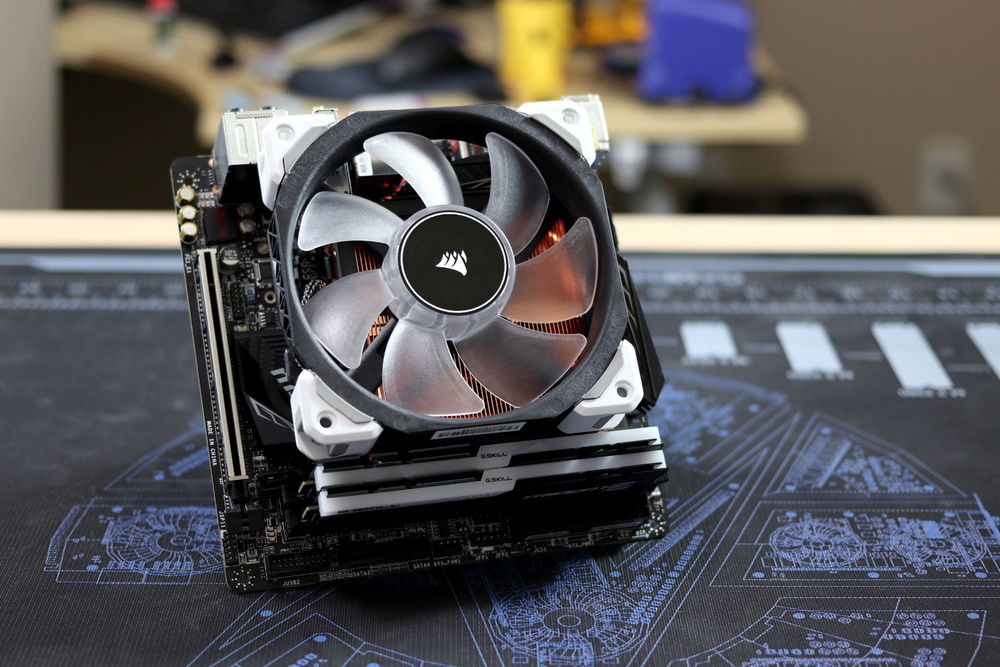 With the cooler and 120mm Corsair ML 120 Pro.