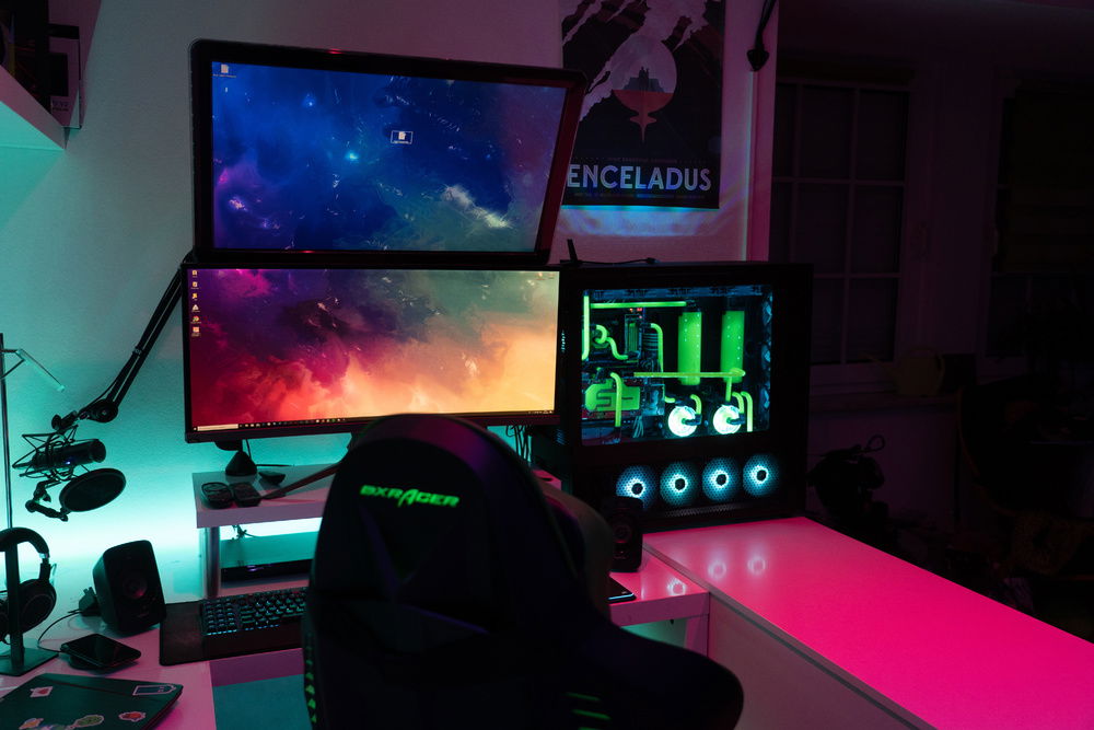 Monitors, PC and Chair
