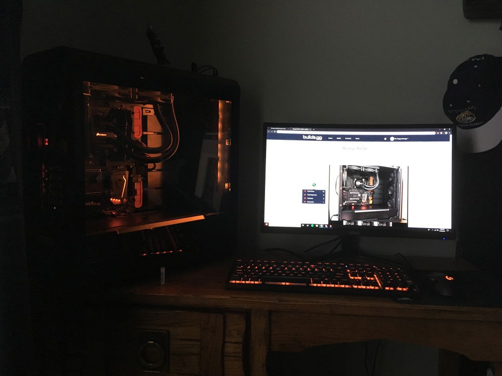 Picture of the entire setup with peripherals and monitor.