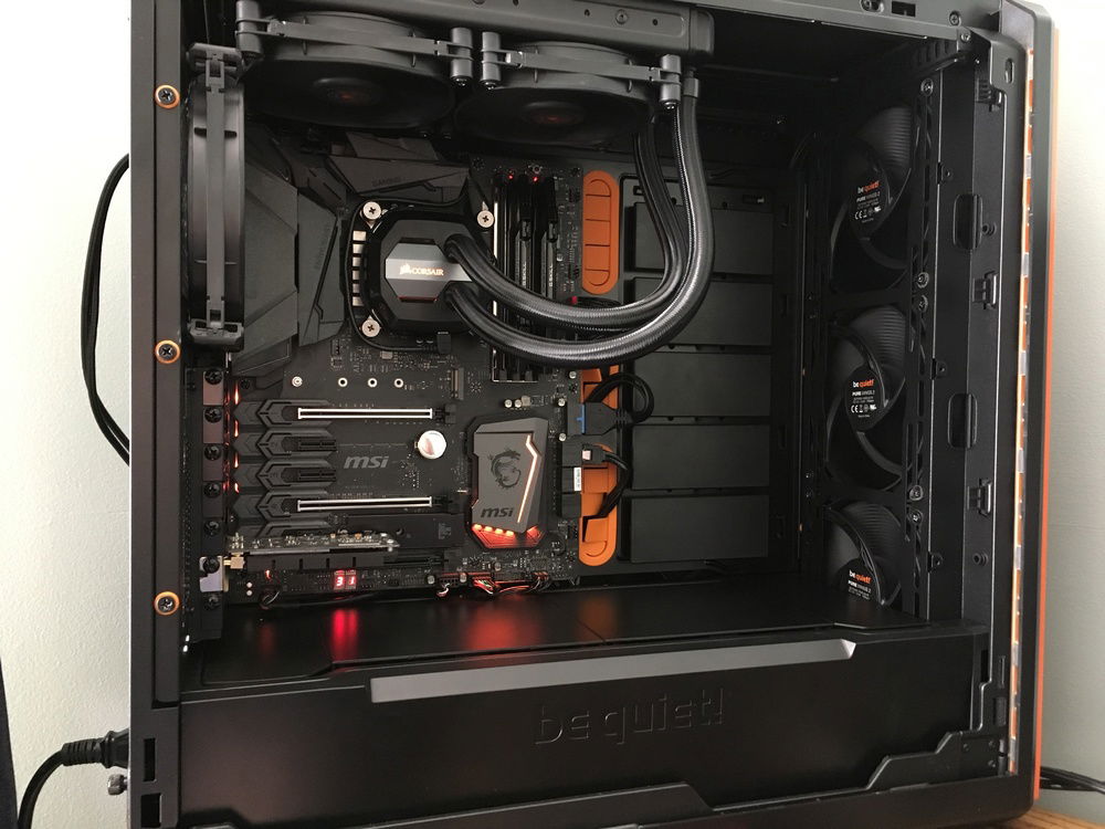 Picture of the PC with the tempered glass off and without the NZXT hue 2 or the cable extensions.