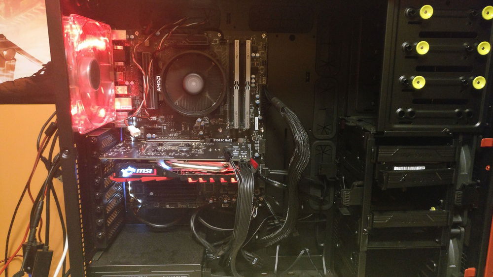 PC with the side panel off