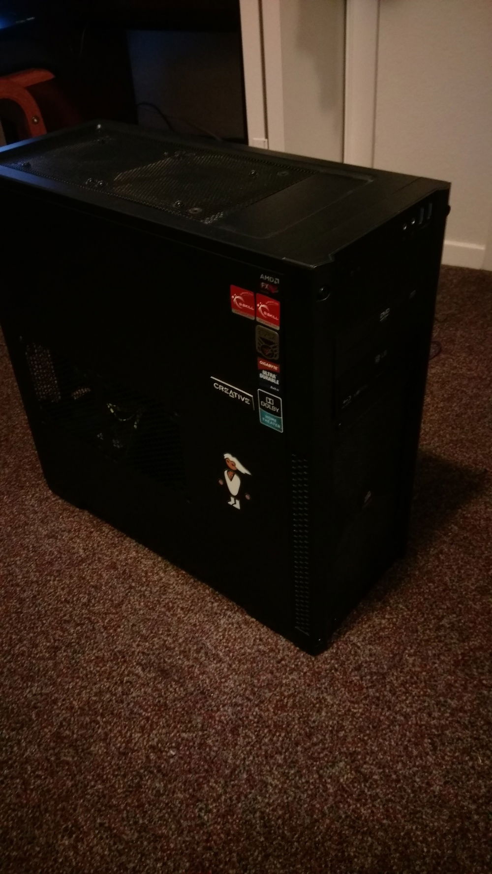 One day I think Ill switch out my computer case and everything in a grand upgrade. But I will keep the case cover at least, so I can continue with the different component stickers.