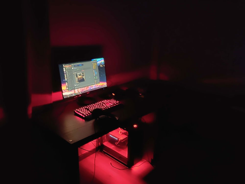 Desk setup with the lighting