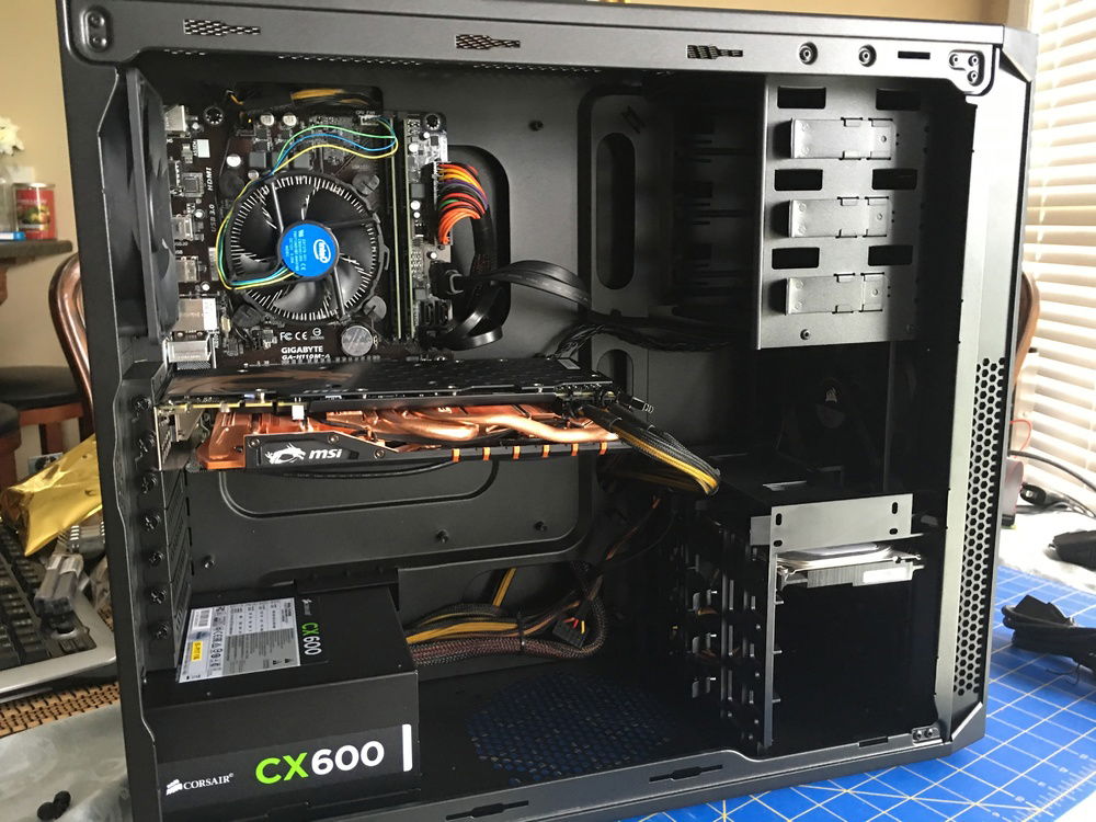 I didn't know to take into account for mobo/case/GPU size. So it looks awkward, but runs beautifully. My next build will look much better :D