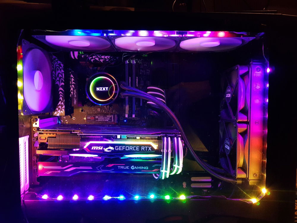 New setup but same specs with added corsair commander pro for proper fan controlling and RGB spectrum (I usually only use white)