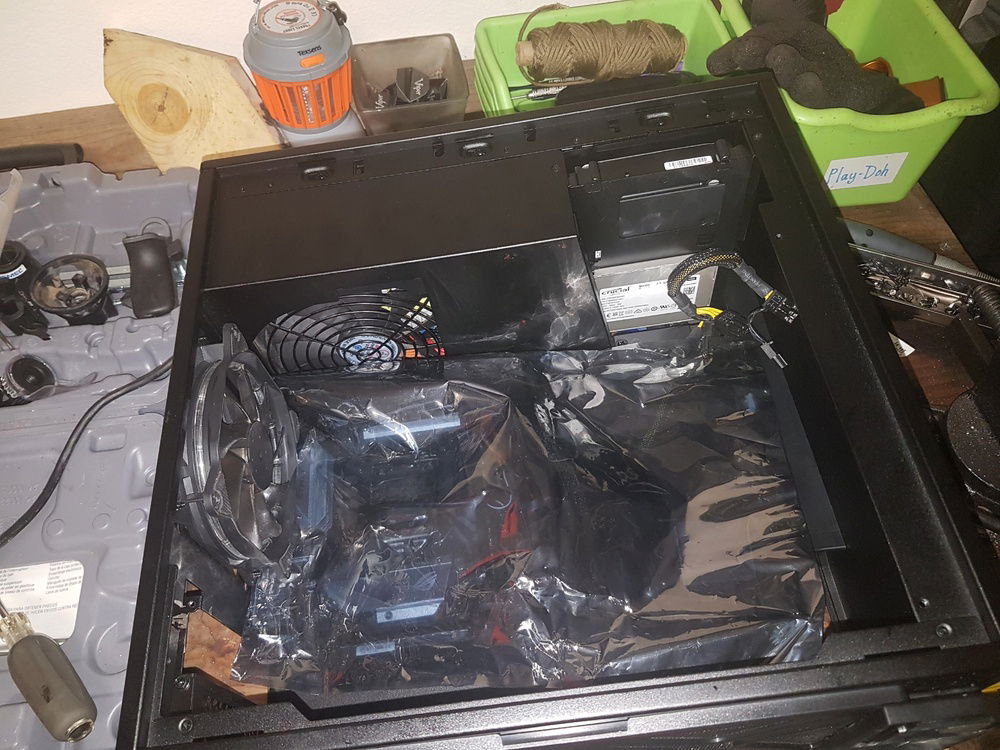 Needed to make an opening for the graphics card because it wouldn't fit all the way