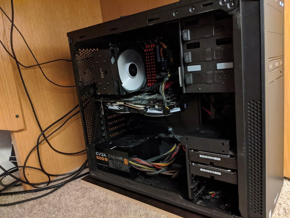 After Some Cable Management. Moved both fans to front panel. Awaiting a rear exhaust and additional bottom intake with filters.