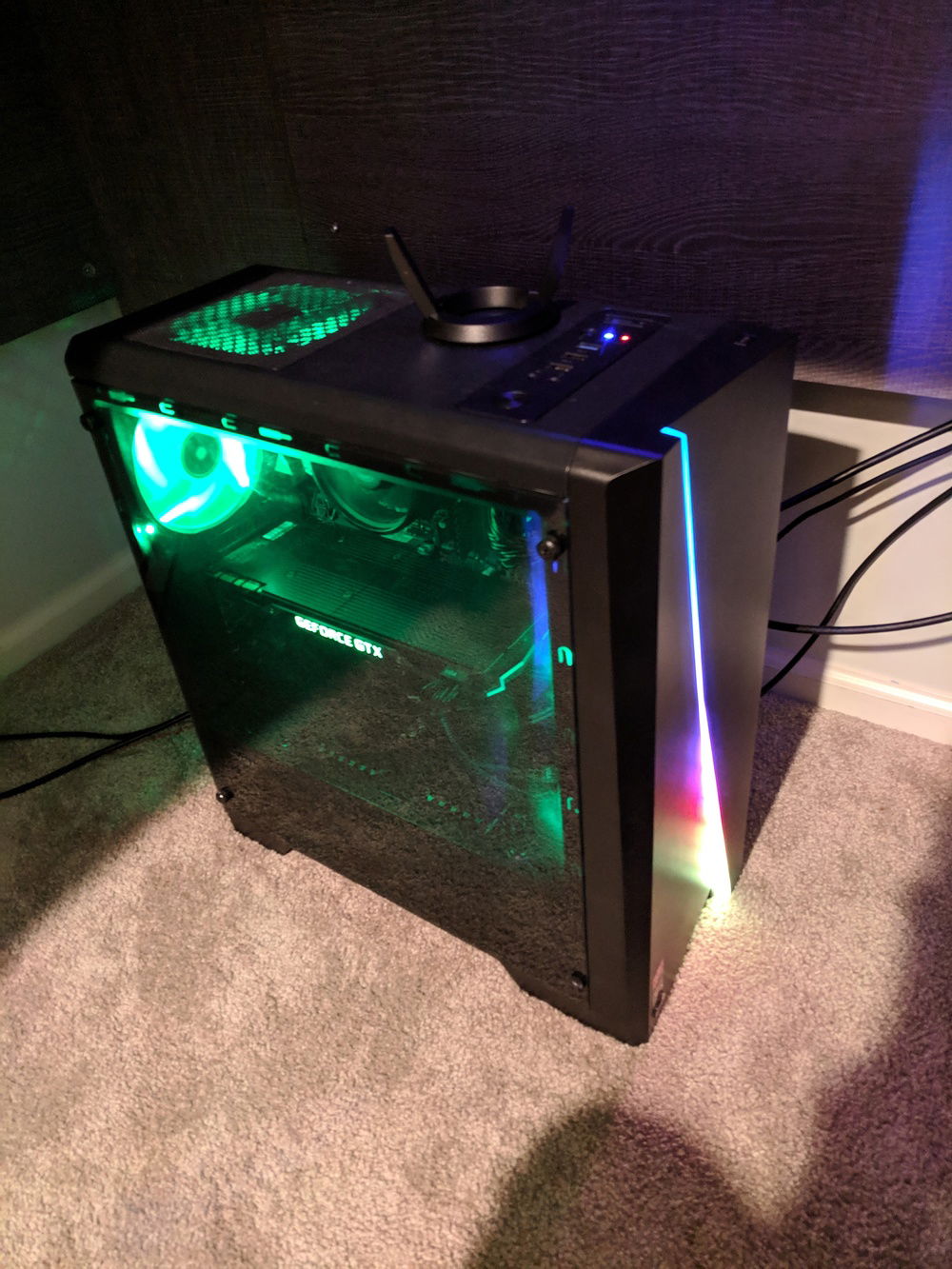 Front strip set to RGB rainbow.