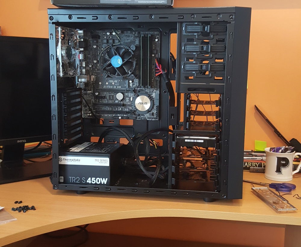 Partway through moving it into the case