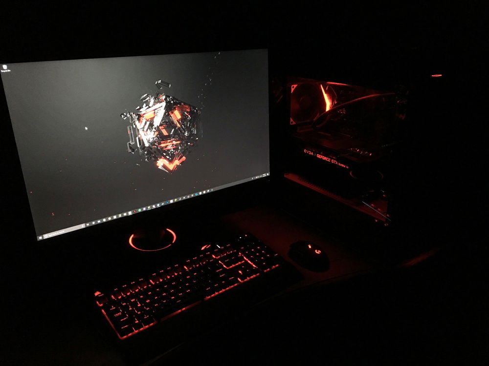 Computer in the dark.