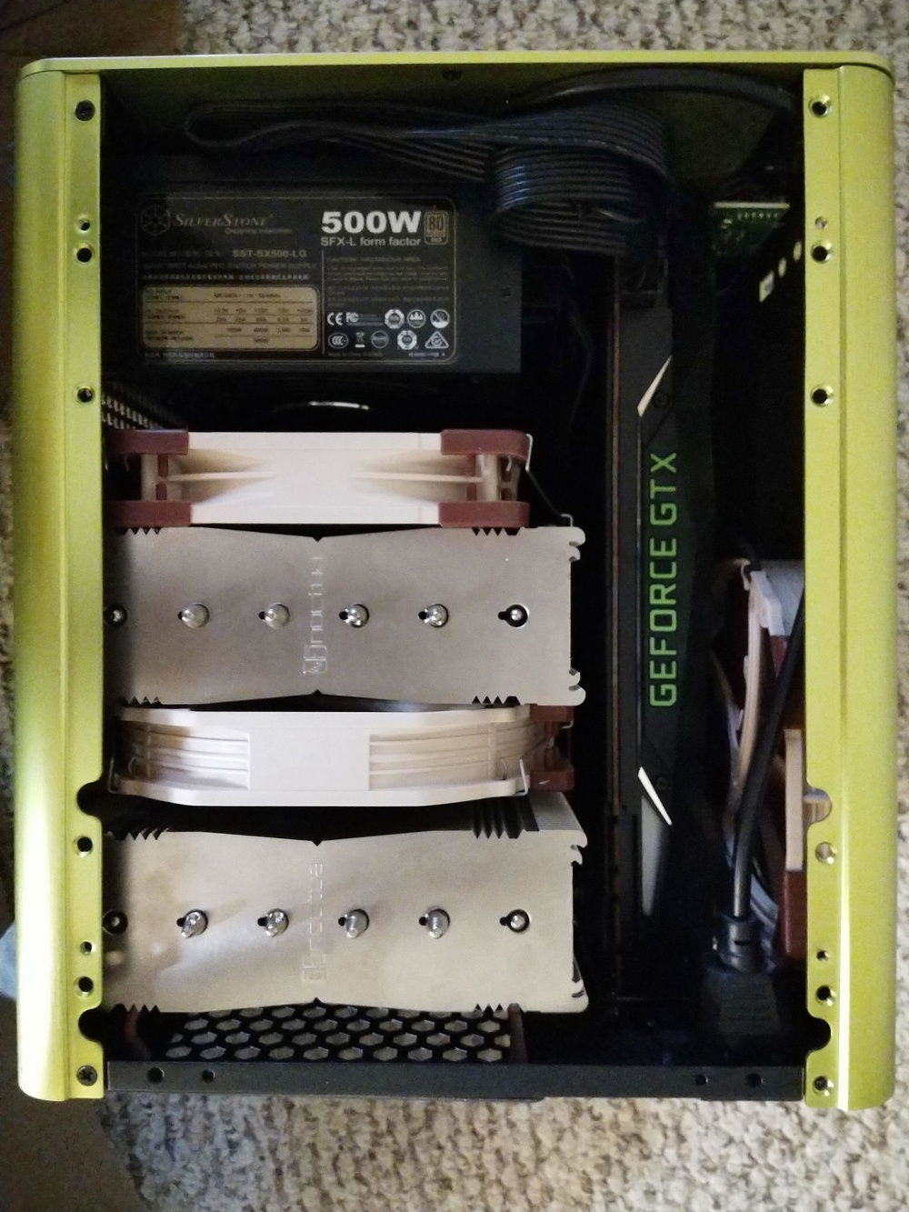 These parts were transferred to the fish tank and the GPU was traded for a smaller 1080 Ti Mini