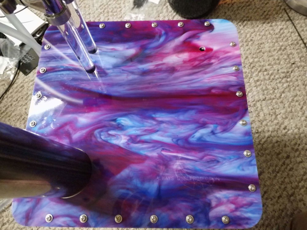 Marbled and laser cut acrylic lid