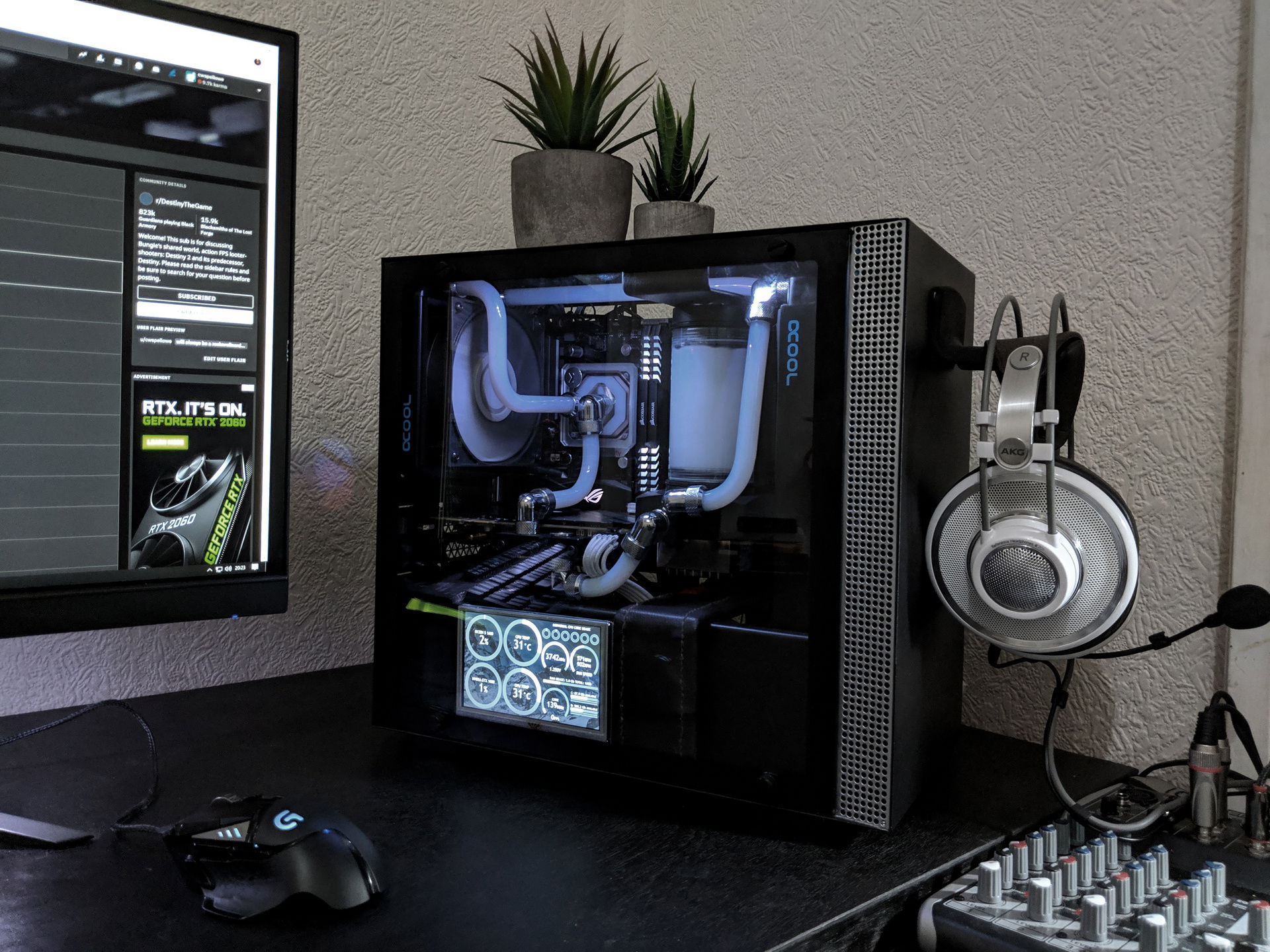 NZXT x AKG custom loop, leather and rainmeter » builds.gg