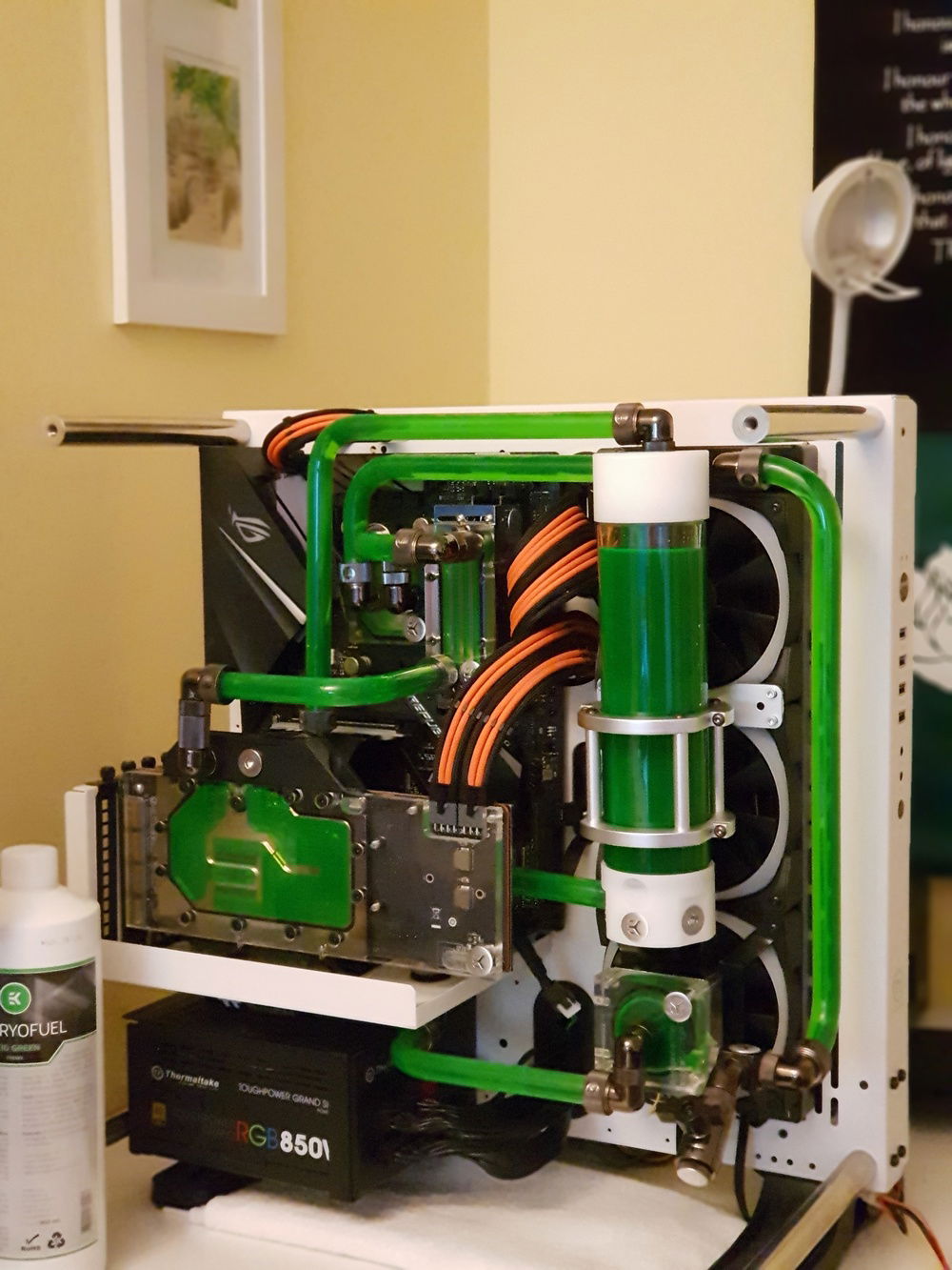 Added the EK acid green coolant to the loop.