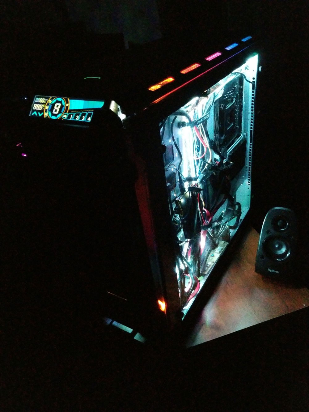 Back wiring area with tempered glass.