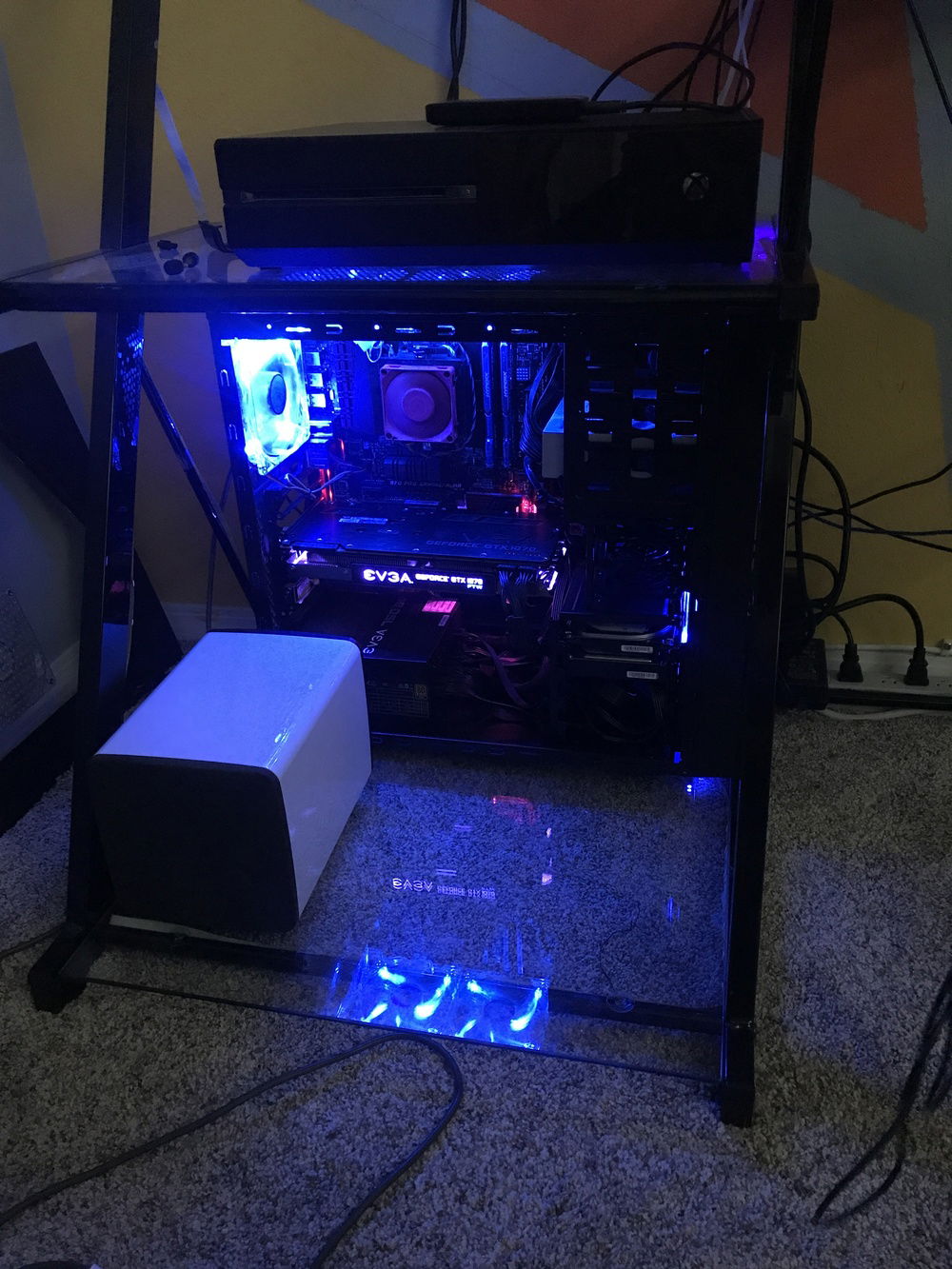 Just how I’ve started to keep it. With its side panel off and everything showing.