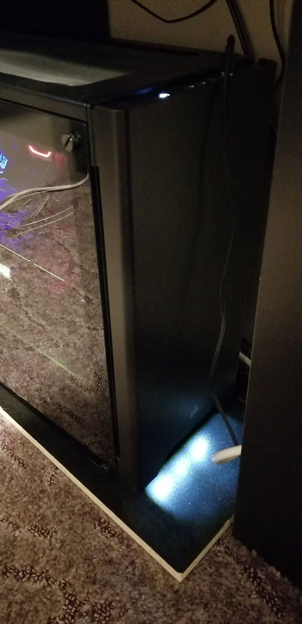 Ambient case lighting in the front of the case.