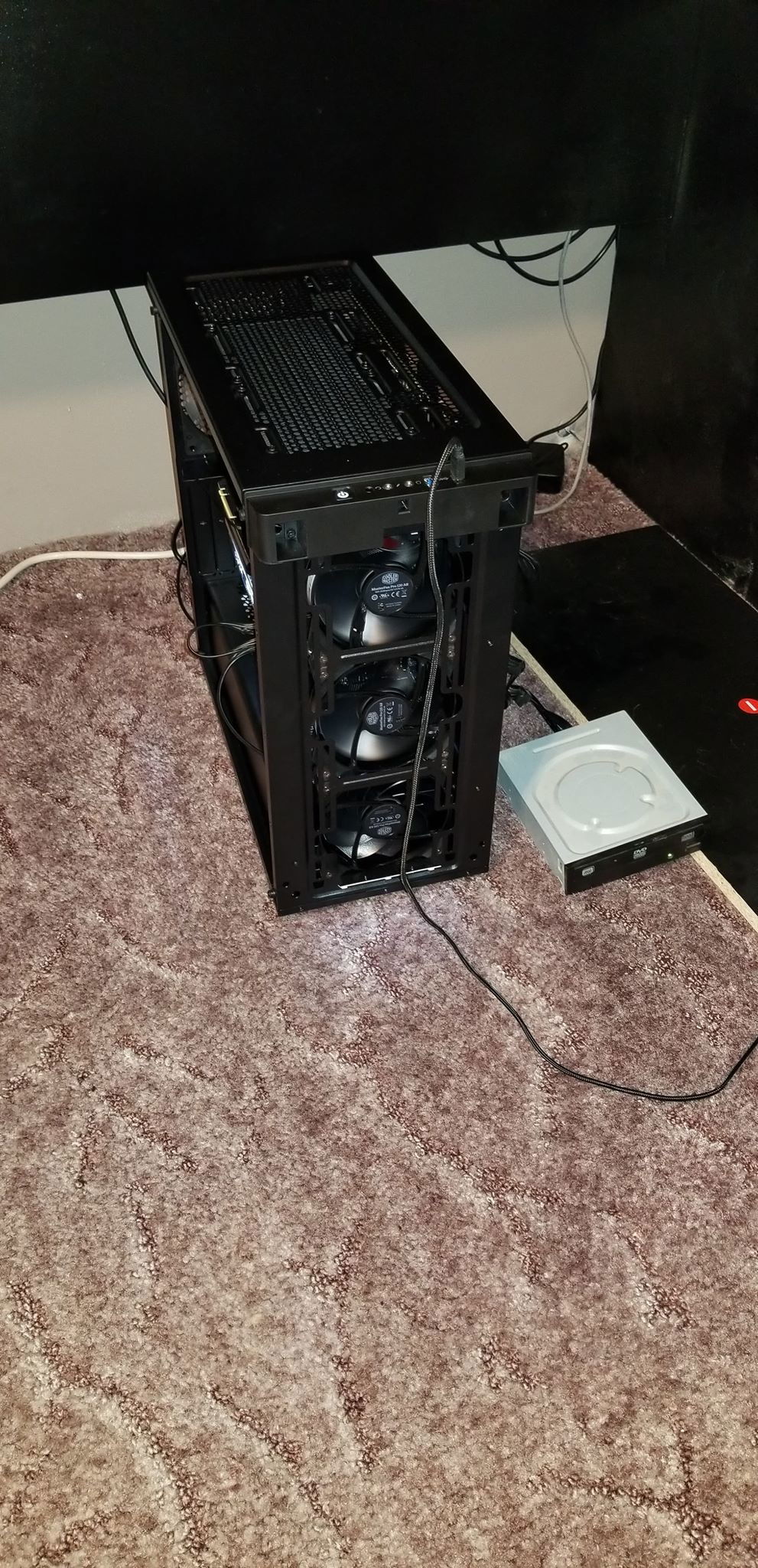 This is how I had to install my windows, I forgot I didn't have a disk drive with this build and I bought a windows 10 OEM disk. So I had to take the drive from my old PC and use it to install windows on this rig.