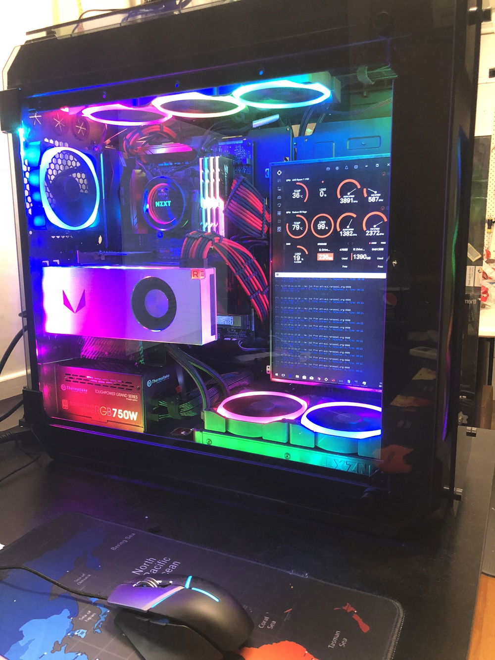 CAM software and the Claymore CLI when mining