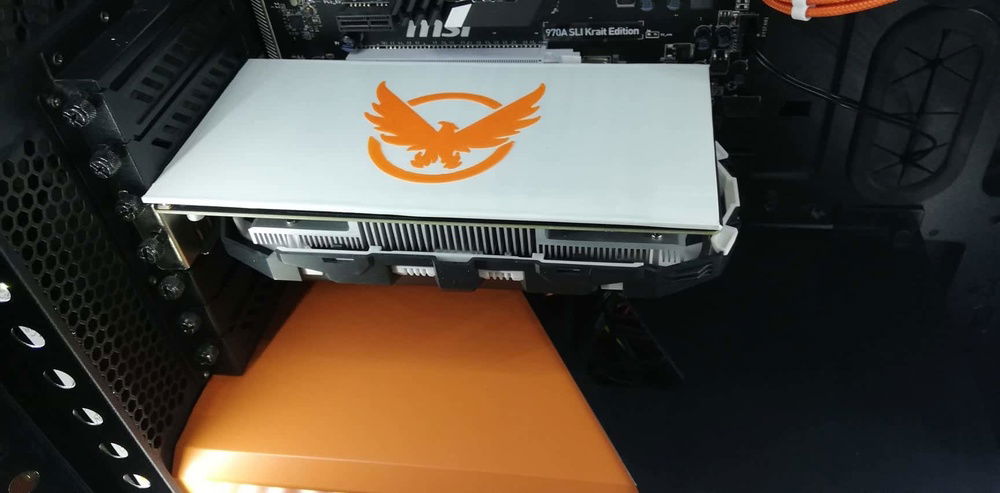 Custom made backplate with 3D printed SHD logo