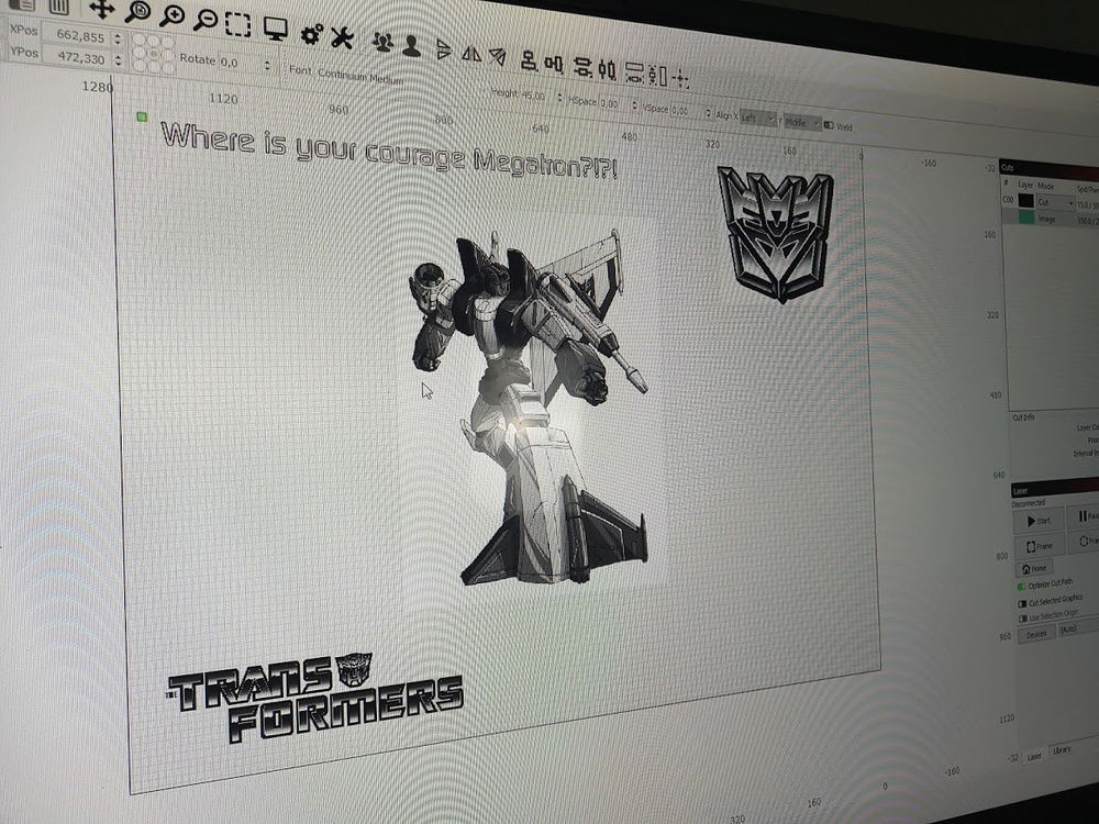 Working on the Layout for the Acrylic..