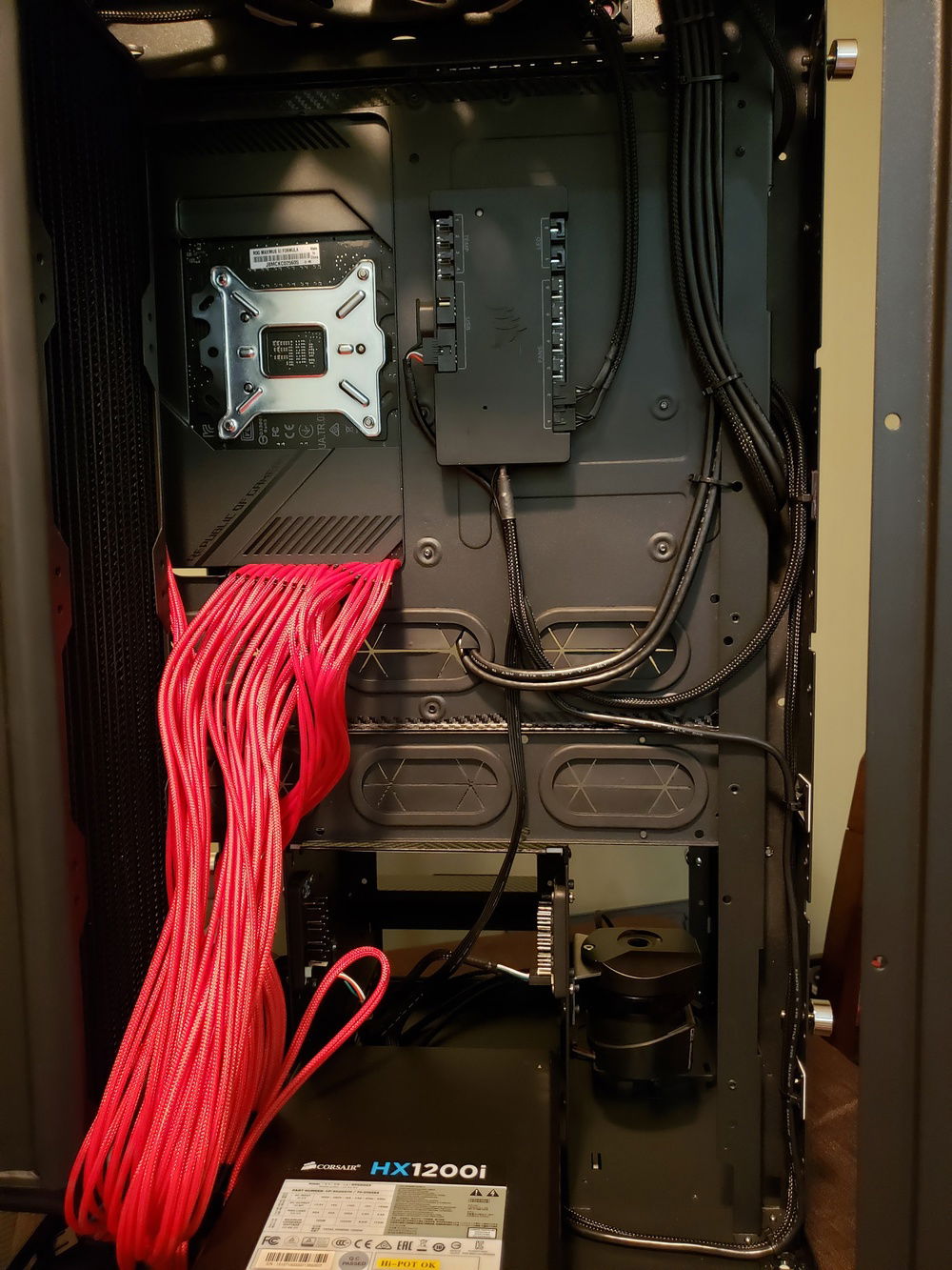 Panel switches and USB's routed. Corsair commander for exhaust fans.