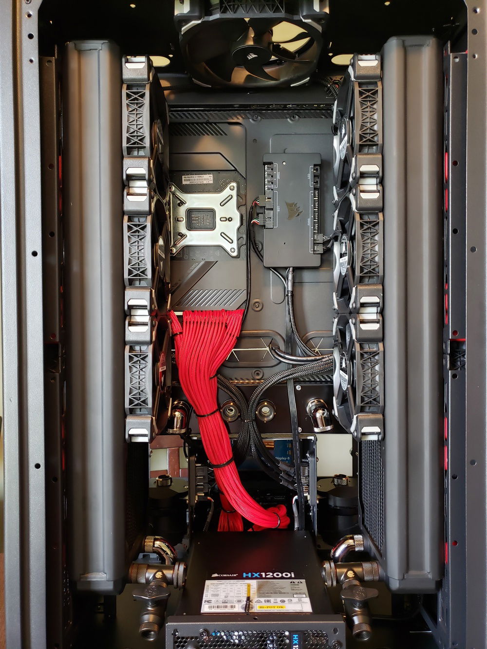 Cables finally plugged in and routed.