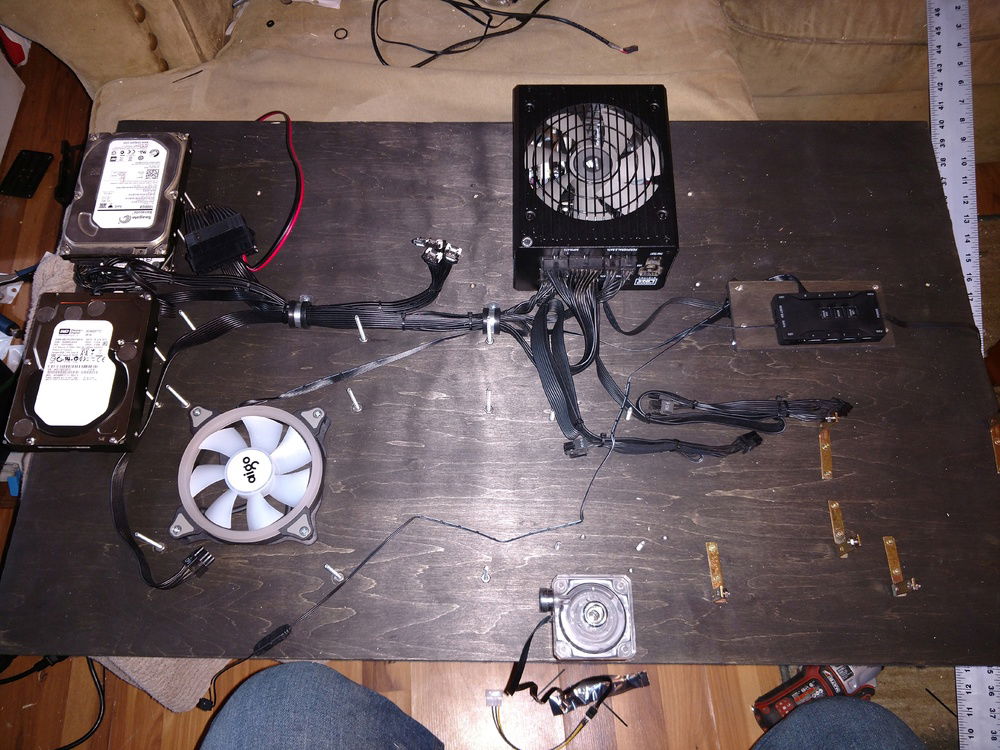 Stained the board and laying out the power