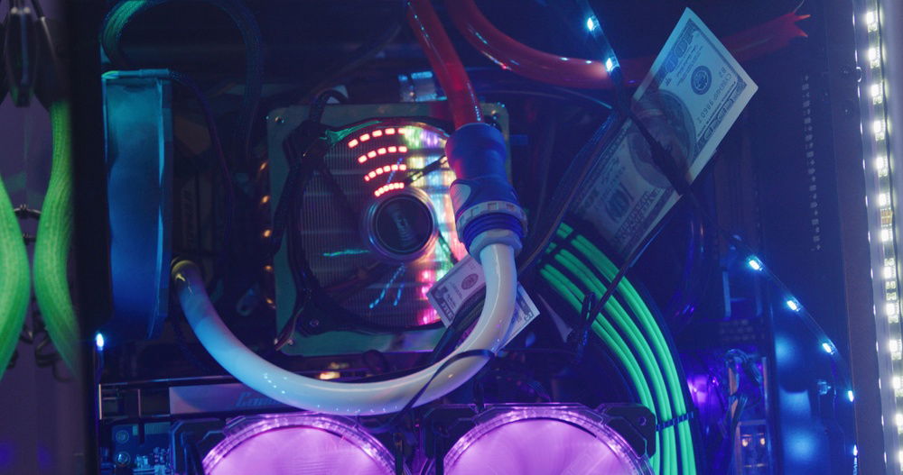 Custom CPU cooling fan featuring red lighting