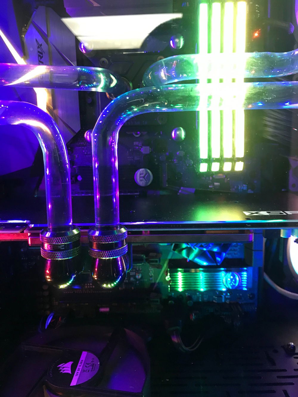 Dual NVME drives with EKWB heat sinks.