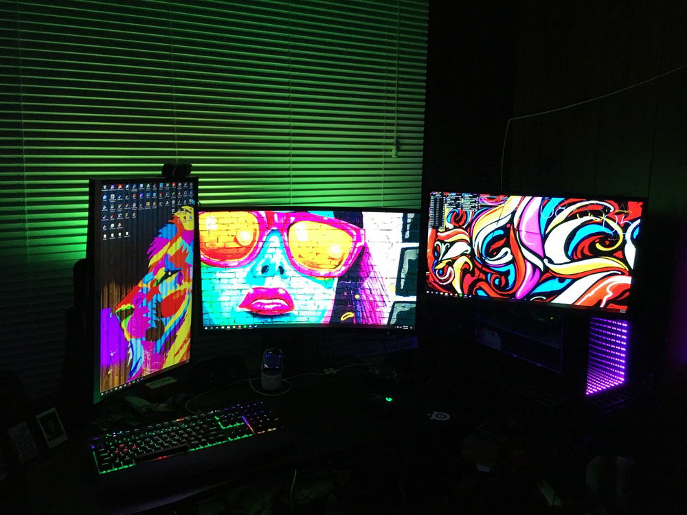Desk and lighting set up