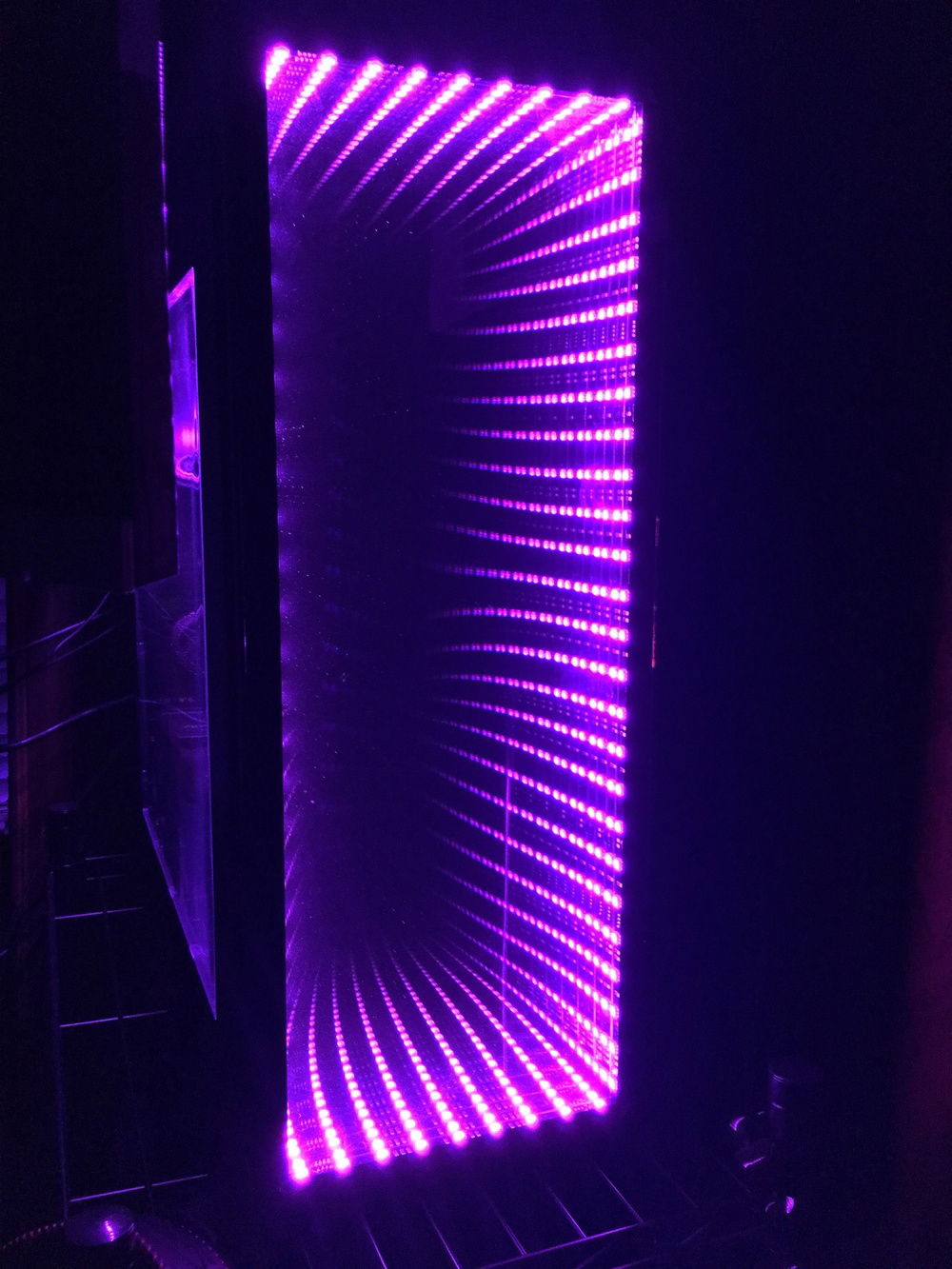Infinity mirror on the front panel of the case