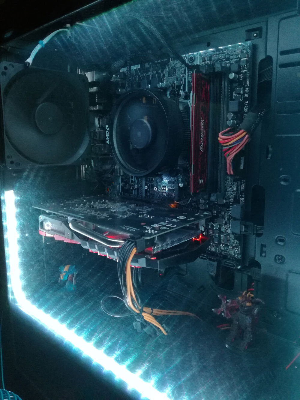 Pc components with white light.