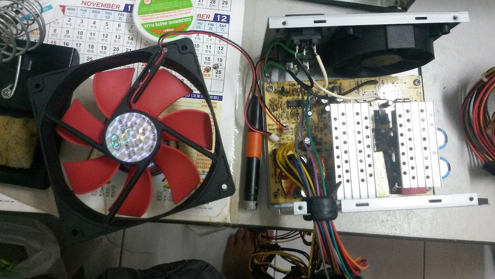 Forgot to mention that PS550-F12R do have a plug for the fan, and I have a smaller fan to use for