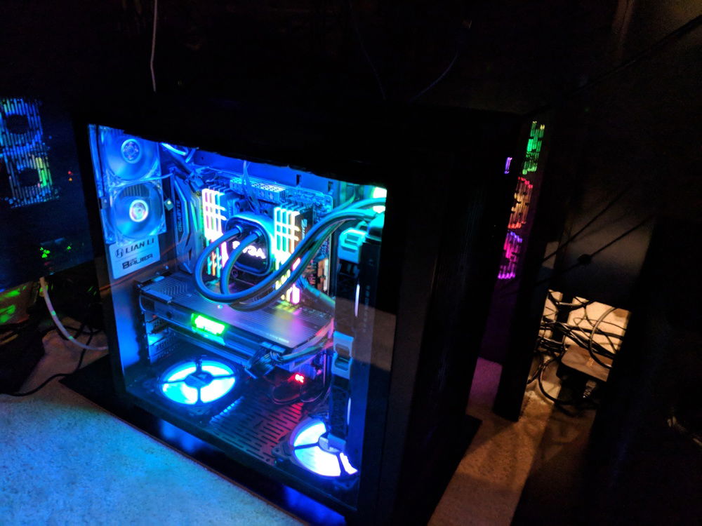 3/4s View with reflecting side intake fans from desk