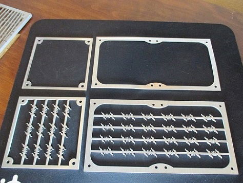 Barbed Wire fan grill pieces before painting