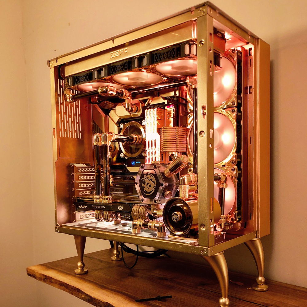 Rose gold fan (with some help from a strategically-positioned Hue light.)